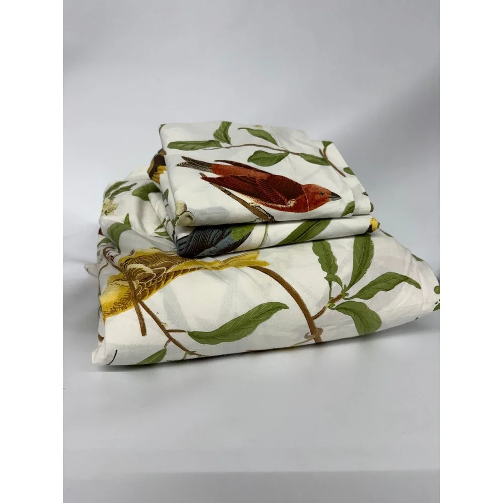 Pottery Barn Spring Sparrow Botanical Birds Cotton Duvet Cover Full Queen